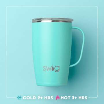 Swig Life 18oz Travel Mug, Insulated Tumbler with Handle and Lid, Cup Holder Friendly, Dishwasher Safe, Stainless Steel, Travel Coffee Cup (Golf Ball)