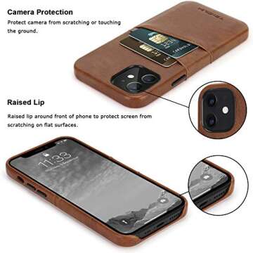 TENDLIN iPhone 12 Case/iPhone 12 Pro Leather Wallet Case with Card Slot Compatible with iPhone 12 and iPhone 12 Pro (Brown)