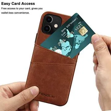 TENDLIN iPhone 12 Case/iPhone 12 Pro Leather Wallet Case with Card Slot Compatible with iPhone 12 and iPhone 12 Pro (Brown)