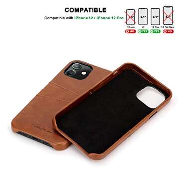 TENDLIN iPhone 12 Case/iPhone 12 Pro Leather Wallet Case with Card Slot Compatible with iPhone 12 and iPhone 12 Pro (Brown)