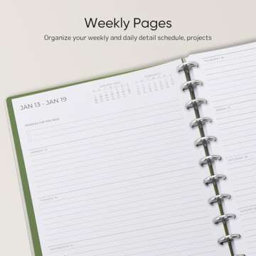 Cabbrix Planner 2025 Weekly Planner 8.5" x 11", Dated from Now to 2025 June Disc-bound Daily Monthly Planner with Month Tabs, Ideal for Home School Office Supplies, Flower