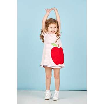 Mud Pie Girls' One Size Apple T-Shirt Dress