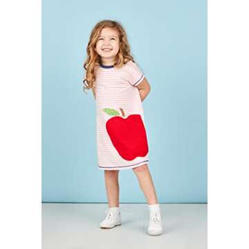 Mud Pie Girls' One Size Apple T-Shirt Dress