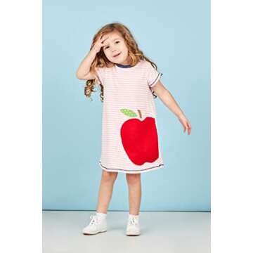 Mud Pie Girls' One Size Apple T-Shirt Dress