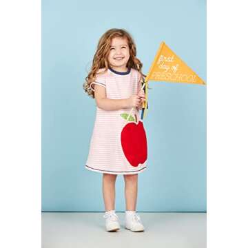 Mud Pie Girls' One Size Apple T-Shirt Dress