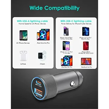 iPhone Car Charger,USB C Fast Car Charger[Apple MFi Certified] Apple Car Charging 38W Dual Port Car Charger Cigarette Lighter Adapter 2x3ft PD&QC 3.0 Lightning Cable for iPhone 14/13/12 Pro/11/Airpods