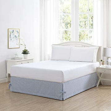 Laura Ashley Cotton Ruffled Bedskirt in Hedy Blue for Full Beds