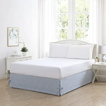 Laura Ashley Cotton Ruffled Bedskirt in Hedy Blue for Full Beds