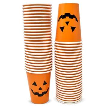 Gift Boutique 50 Halloween Disposable Cups Jack O Lantern 9oz