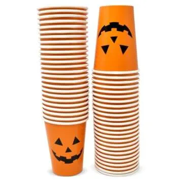 Gift Boutique 50 Halloween Disposable Cups Jack O Lantern 9oz