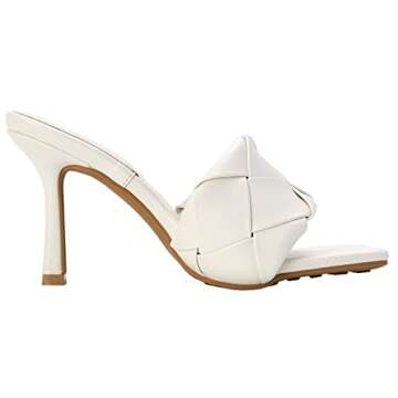 Omysky Women's Square Open Toe Leather Mule Sandals