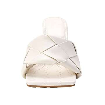 Omysky Women's Square Open Toe Leather Mule Sandals