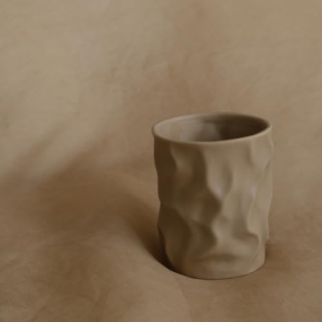 Stylish WENSHUO Crinkle Shape Reusable Ceramic Cups