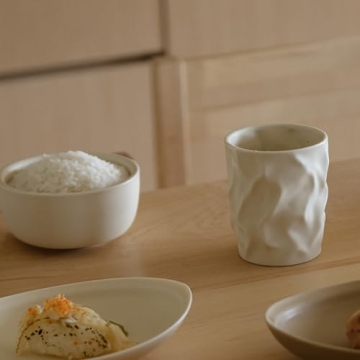 Stylish WENSHUO Crinkle Shape Reusable Ceramic Cups