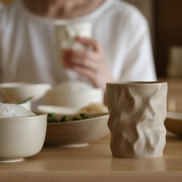 Stylish WENSHUO Crinkle Shape Reusable Ceramic Cups