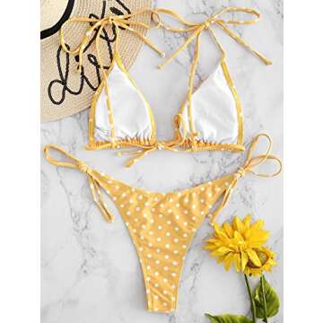 ZAFUL Women's Stylish Tie Dye Polka Dot Bikini Set