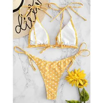 ZAFUL Women's Stylish Tie Dye Polka Dot Bikini Set