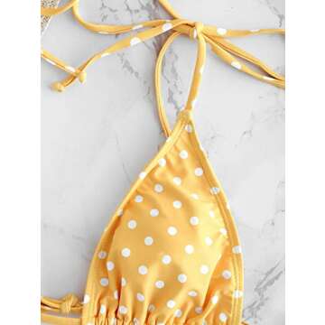 ZAFUL Women's Stylish Tie Dye Polka Dot Bikini Set