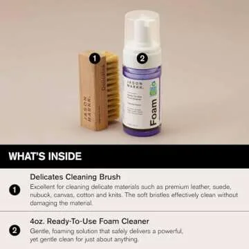 Jason Markk Quick Clean Kit, Shoe Cleaner, 2-Piece Set, Ready-To-Use Foam & Delicates Brush, Sneaker Care, Ideal for Footwear, Safe for Leather, Suede, Nubuck, Cotton, Knits, 4oz