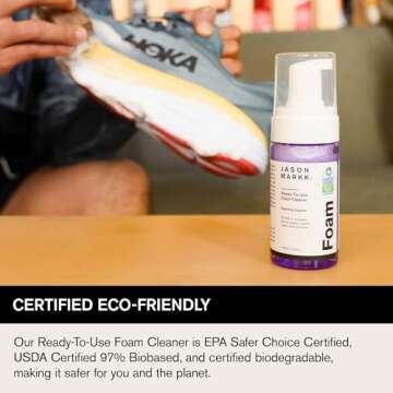 Jason Markk Quick Clean Kit, Shoe Cleaner, 2-Piece Set, Ready-To-Use Foam & Delicates Brush, Sneaker Care, Ideal for Footwear, Safe for Leather, Suede, Nubuck, Cotton, Knits, 4oz