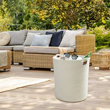 DUUMI 16" x 18" Extra Large Storage Baskets Cotton Rope Woven Nursery Bins,Nursery Hamper,Baby Laundry Basket Woven Blanket Basket,Natural White (XL)