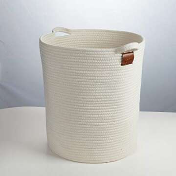 DUUMI 16" x 18" Extra Large Storage Baskets Cotton Rope Woven Nursery Bins,Nursery Hamper,Baby Laundry Basket Woven Blanket Basket,Natural White (XL)