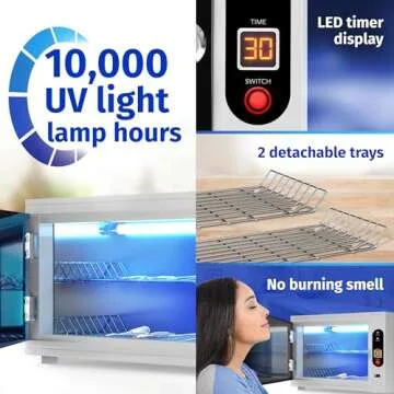 JJ CARE UV Sterilizer 8 Liter Capacity, UV Light 99% Sterilization Killing Efficiency, LED Timer UV Sterilizer Cabinet for Salon, Spa, Office and At Home Use, Professional Tabletop UV Sterilizer,