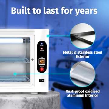 JJ CARE UV Sterilizer 8 Liter Capacity, UV Light 99% Sterilization Killing Efficiency, LED Timer UV Sterilizer Cabinet for Salon, Spa, Office and At Home Use, Professional Tabletop UV Sterilizer,