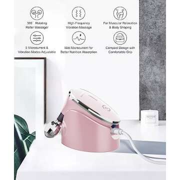 MCSYPOAL Microcurrent-Facial-Device, Microcurrent Facial Massager, Face Roller Face Massager for Skin Care at Home, Rose Gold