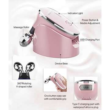 MCSYPOAL Microcurrent-Facial-Device, Microcurrent Facial Massager, Face Roller Face Massager for Skin Care at Home, Rose Gold