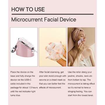 MCSYPOAL Microcurrent-Facial-Device, Microcurrent Facial Massager, Face Roller Face Massager for Skin Care at Home, Rose Gold