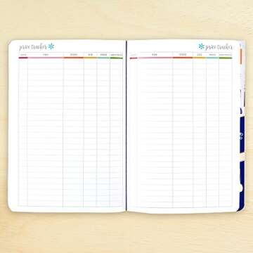 Erin Condren Designer Petite Planner - 28 Page Paperback Meal Planner and Food Journal with Weekly Meal Planner, Festive Sticker Sheet, and Price Tracking