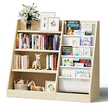 HedoAjim 4 Tier Kids Wooden Bookshelf – A Playful Storage Solution