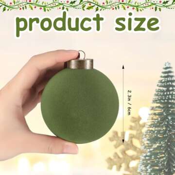 Liliful 15 Pcs Velvet Christmas Balls Bulk Flocked Christmas Tree Ball Ornaments Plastic Xmas Decorative Hanging Ornaments(Green,2.36 Inch)