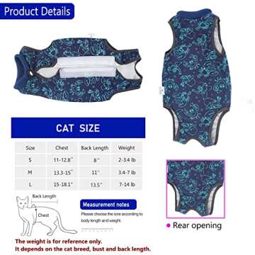 kzrfojy Cat After Surgery Recovery Suit / Onesie for Surgical Abdominal Wound Or Skin Diseases E-Col...