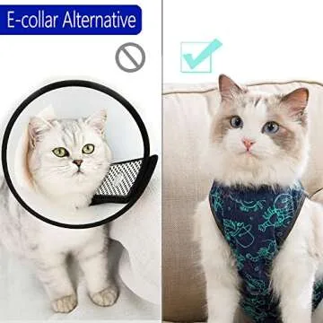 kzrfojy Cat After Surgery Recovery Suit / Onesie for Surgical Abdominal Wound Or Skin Diseases E-Collar Alternative Wear Cat Neutering Bodysuit Wear (Dark-Blue-M)
