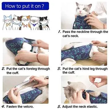kzrfojy Cat After Surgery Recovery Suit / Onesie for Surgical Abdominal Wound Or Skin Diseases E-Collar Alternative Wear Cat Neutering Bodysuit Wear (Dark-Blue-M)