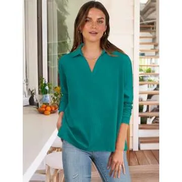 Stylish ANRABESS Women Long Sleeve Polo Shirt