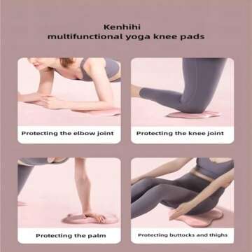 Kenhihi Yoga Knee Pads (Set of 2) - Yoga Props and Accessories for Women/Men Cushions Knees and Elbows for Fitness, Travel, Meditation, Kneeling, Balance, Floor, Pilates (Blue)