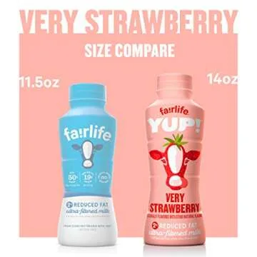 fairlife YUP! Low Fat, Ultra-Filtered Milk, Very Strawberry Flavor, All Natural Flavors (Packaging May Vary), 14 Fl Oz (Pac-k of 12)