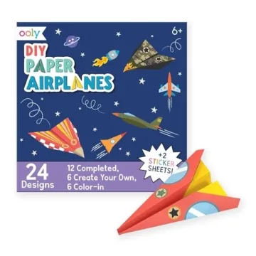 Ooly DIY Paper Airplane Kit: 24 Planes & Stickers for Creative Fun