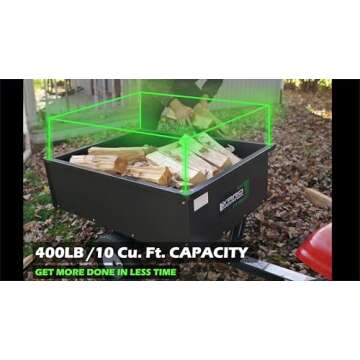 Yard Commander - 400LB Heavy Duty Tow Behind ATV Trailer Steel Dump Cart - 10-Cubic Feet Capacity - Garden Utility Trailer - Trailers with Removable Tailgate for Riding Lawn Mower Tractor
