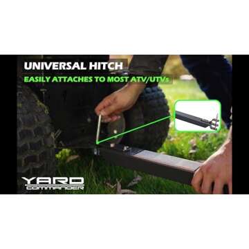 Yard Commander - 400LB Heavy Duty Tow Behind ATV Trailer Steel Dump Cart - 10-Cubic Feet Capacity - Garden Utility Trailer - Trailers with Removable Tailgate for Riding Lawn Mower Tractor