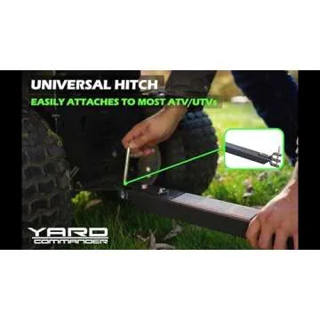 Yard Commander - 400LB Heavy Duty Tow Behind ATV Trailer Steel Dump Cart - 10-Cubic Feet Capacity - Garden Utility Trailer - Trailers with Removable Tailgate for Riding Lawn Mower Tractor