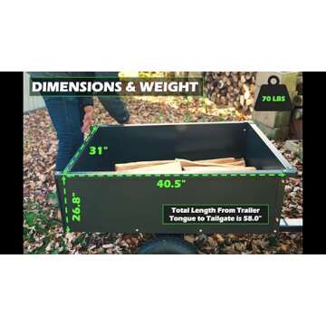 Yard Commander - 400LB Heavy Duty Tow Behind ATV Trailer Steel Dump Cart - 10-Cubic Feet Capacity - Garden Utility Trailer - Trailers with Removable Tailgate for Riding Lawn Mower Tractor