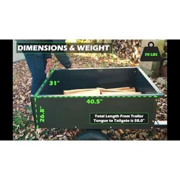 Yard Commander - 400LB Heavy Duty Tow Behind ATV Trailer Steel Dump Cart - 10-Cubic Feet Capacity - Garden Utility Trailer - Trailers with Removable Tailgate for Riding Lawn Mower Tractor