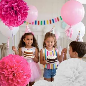 Capesaro Pink Paper Pom Poms for Baby Showers and Parties