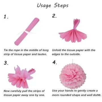 Capesaro Pink Paper Pom Poms for Baby Showers and Parties