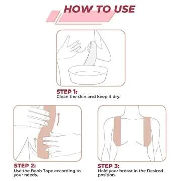 8 PCS Breast Lift Tape for A-E Cup Large Breast, Breathable Boobytape for All Clothing Fabric Dress Types,Waterproof Sweatproof Bob Tape for Lift Push up Pink