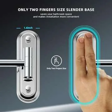 Rocollos Two-Fingers-Width Narrow Base Rechargeable Wall Mounted Lighted Makeup Mirror,3 Color Lights Dimmable Touch Screen,8 Inch LED Double Sided 1X/10X Magnifying Mirror 13 Inch Retractable